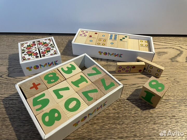 Деревянные кубики и домино Томик, ксилофон улитка