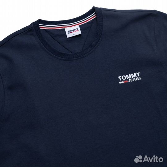 Футболка синяя из хлопка для мужчин Tommy Jeans