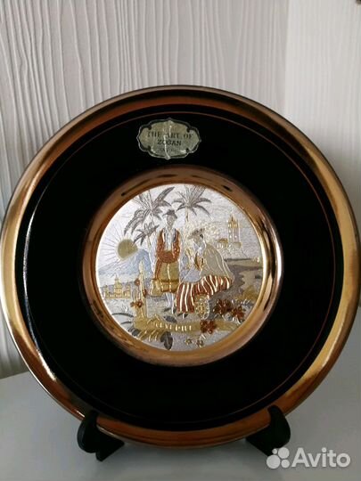 Греческая амфора и тарелка с позолотой, комплект