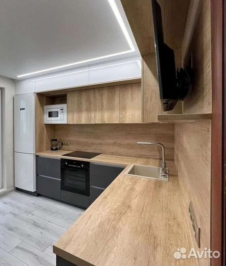 Кухонный гарнитур угловой до потолка Т754