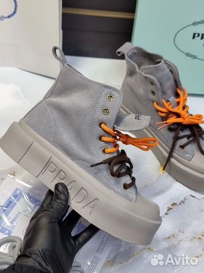 Женские кеды Prada замша