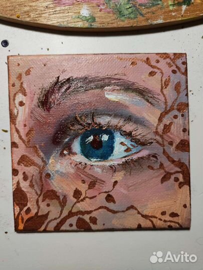 Картина маслом 10*10 см глаз