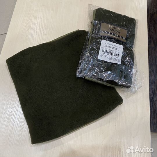 Шарф-снуд двухслойный, труба, флис, хаки