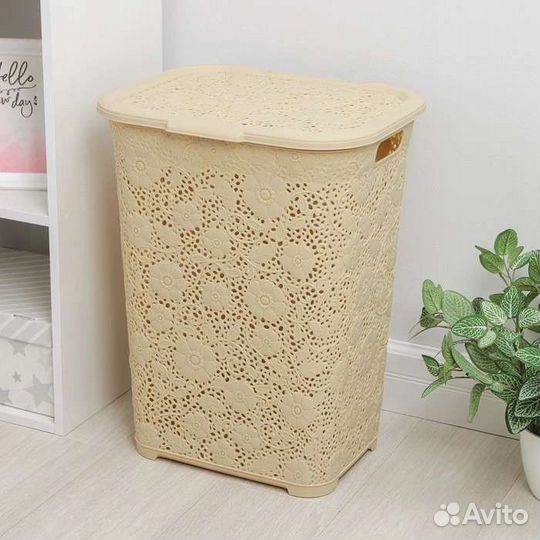 Корзина бельевая с крышкой «Ажурная», 50 л