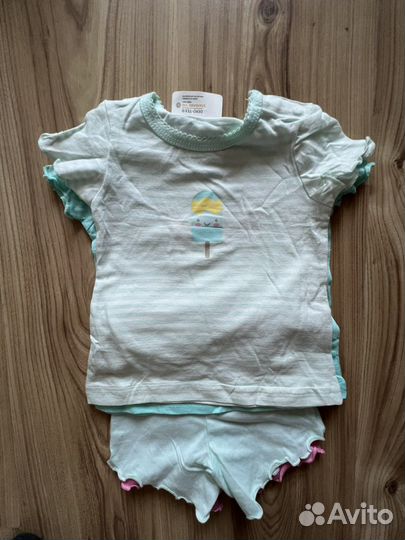 Летний комплект для девочки (шорты,футболка) 62-68