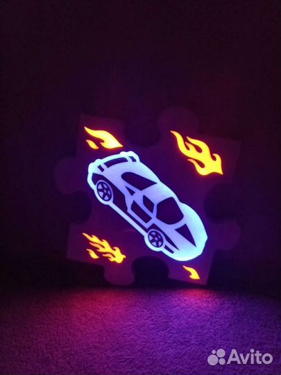 Ночник детский подарок машинка из эпоксидной смолы