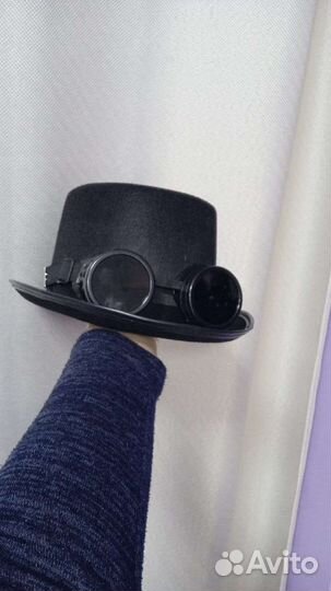 Шляпа историческая цилиндр Стимпанк, гогллы