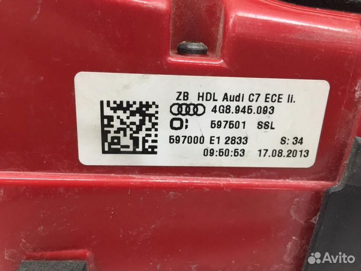 Фонарь задний внутренний левый Audi A7 4G 2011