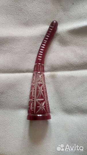 Рог из СССР 70х. 40 см. Рубиновый хрусталь