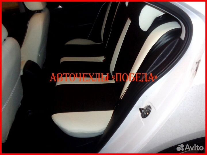 Чехлы Volkswagen Jetta 6 из экокожи бело-чёрные