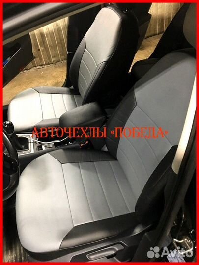 Чехлы Volkswagen Golf 7 из экокожи чёрно-серые