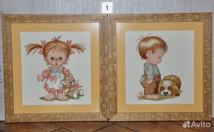 Вышитые картины в детскую, ручная работа