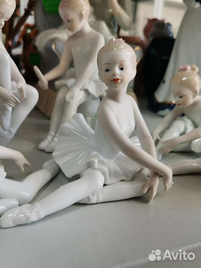 Фарфоровые статуэтки балерина, голуби, decor