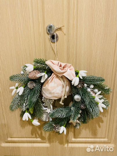Новогодний венок ручной работы, декор украшение