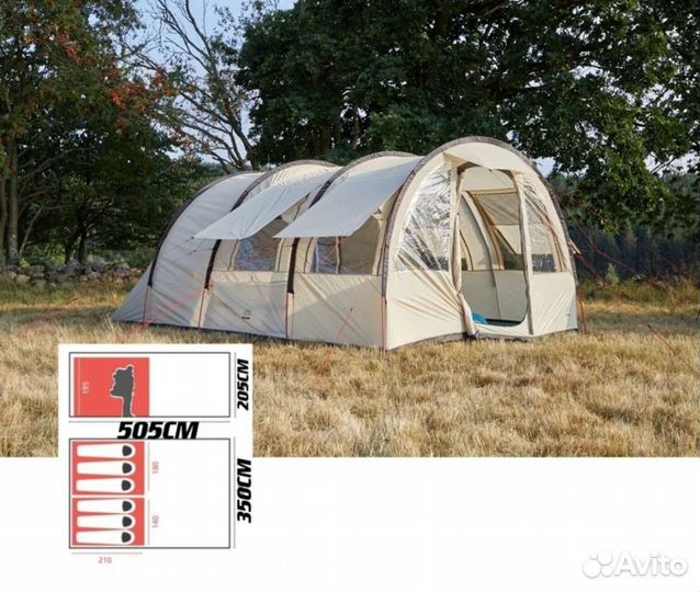 Палатка шестиместная туннель большая с тамбуром