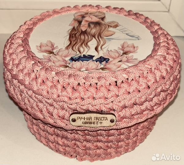 Вязаные корзинки ручной работы