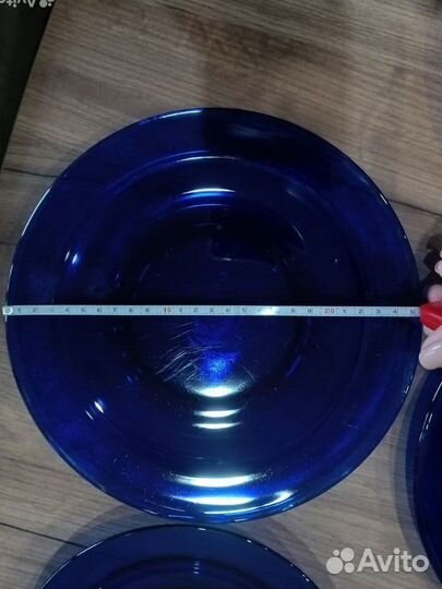 Тарелки синие, советское стекло синее, СССР стекло