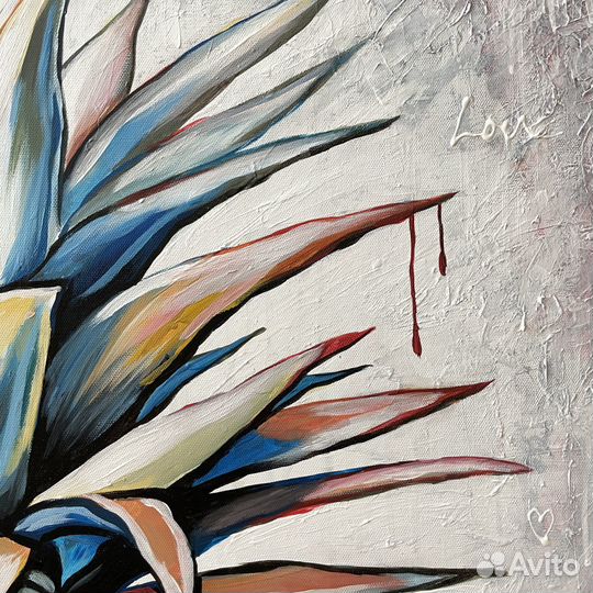 Современная картина, Ананас, Очки, 80х80см