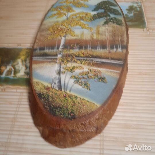 Картина на срезе дерева