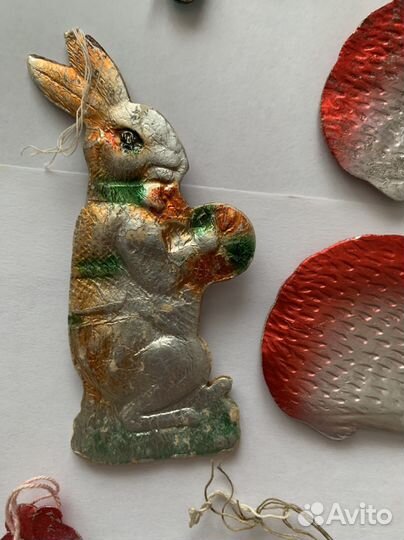 Картонаж елочные игрушки СССР заяц медведь еж рыбк