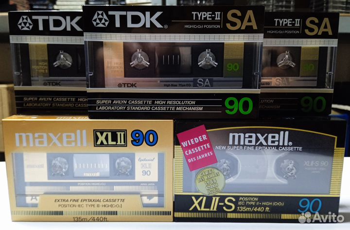 Аудиокассеты запечатанные Maxell XL II, TDK SA
