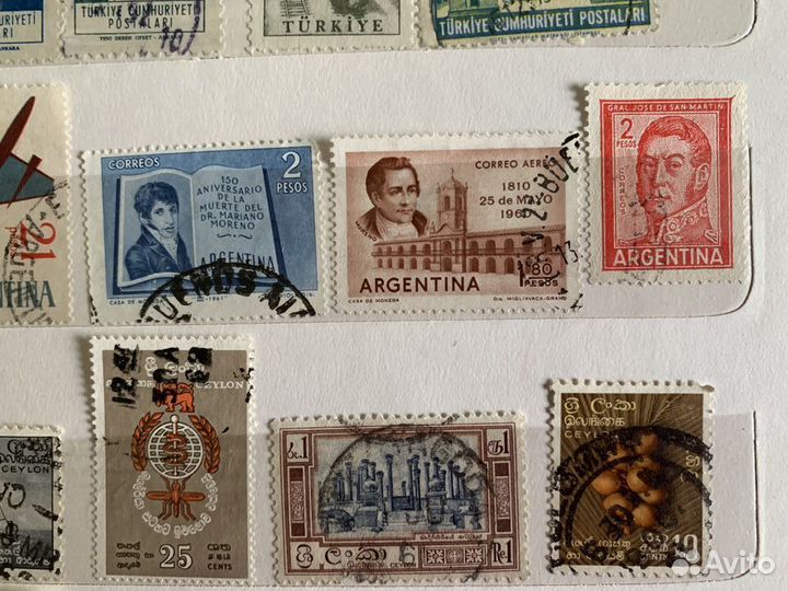 Марки Тунис, Турция, Аргентина, Израиль, Цейлон