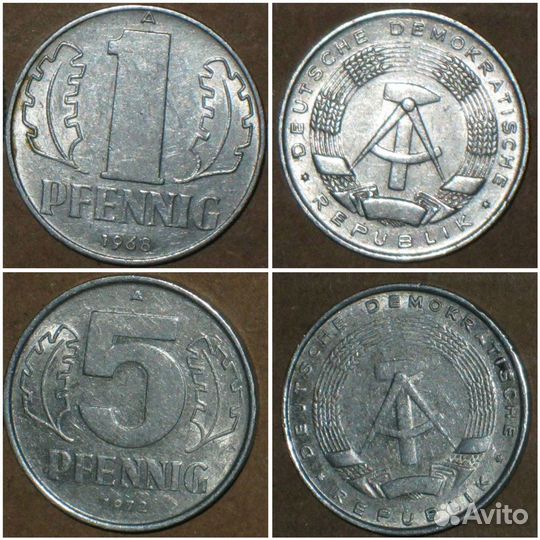 Монеты иностранные (ГДР,фрг,мнр,внр,пнр, Франция)