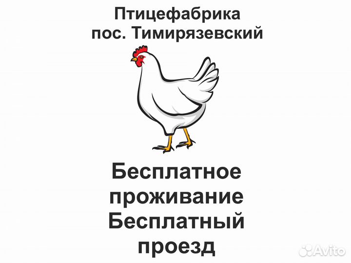 Разнорабочие на птицефабрику. Вахта от 15 смен