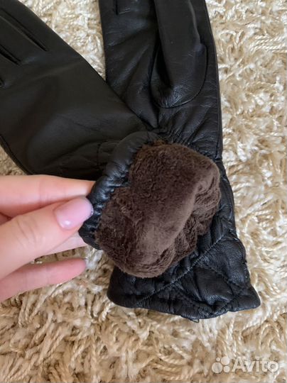 Перчатки женские кожаные новые утепленные 6-6,5