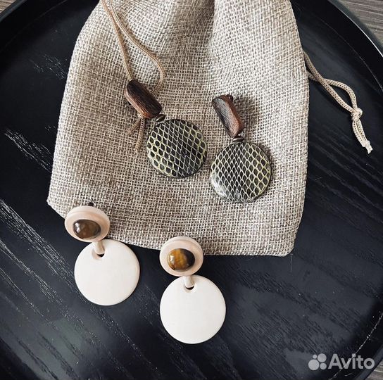 Серьги из натуральных материалов