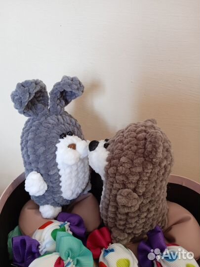 Мишки - Зайки. Игрушки - малыши из плюшевой пряжи