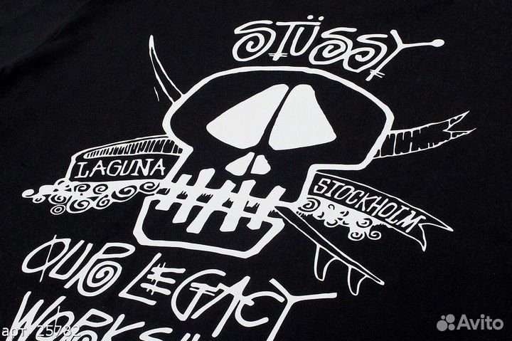 Футболка Stussy skull workshop белая