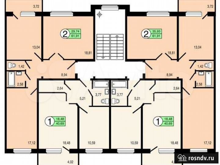 2-к. квартира, 62 м², 1/5 эт.