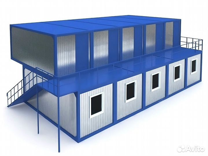 Модульная бытовка (эконом) с площадкой на кровле
