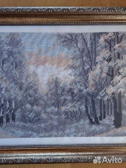 Картина-вышивка крестиком русский лес