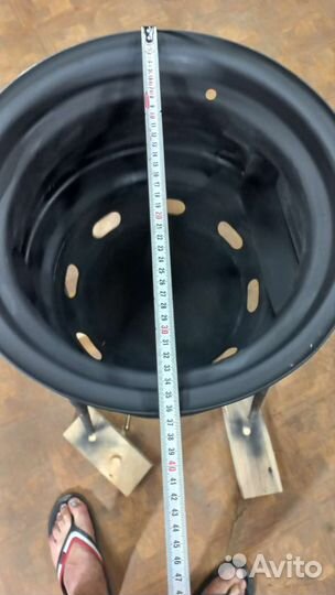 Печь для казана с трубой из дисков