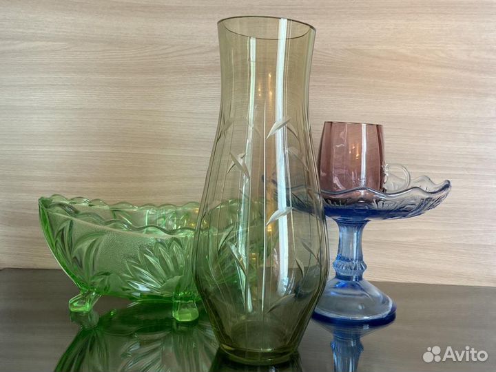 Вазы цветное стекло СССР