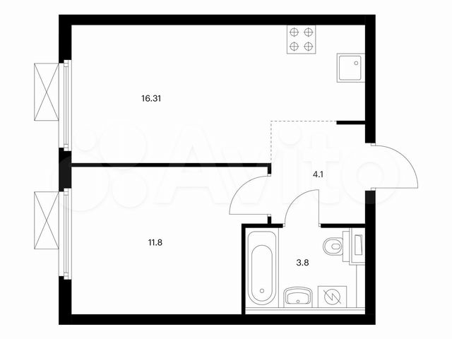 1-к. квартира, 36 м², 15/38 эт.