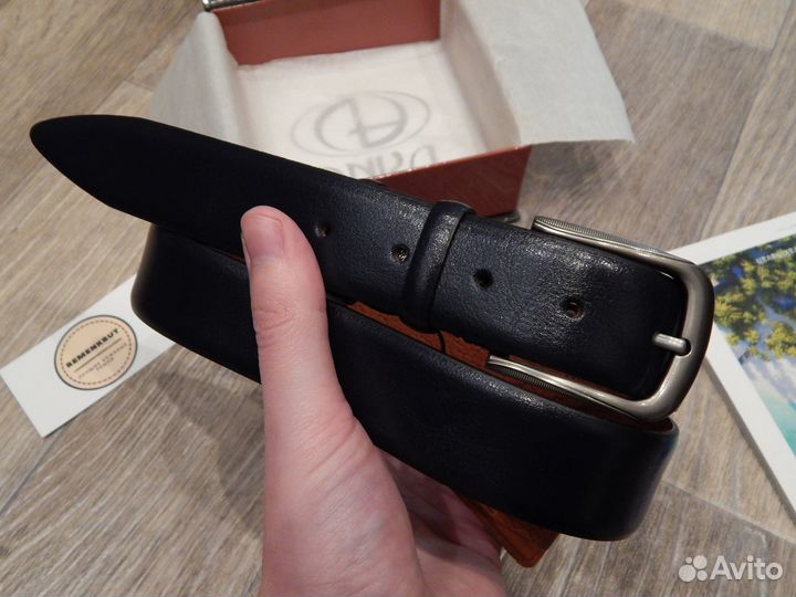 Ремень мужской синий из натуральной кожи