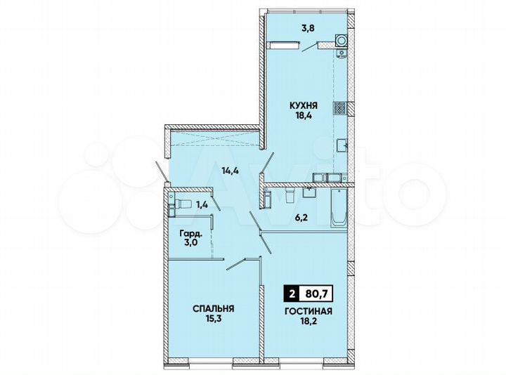 2-к. квартира, 81 м², 11/16 эт.