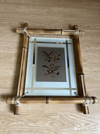 Картина «Китайские иероглифы» в бамбуковой рамке