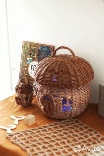 Кукольный домик для игрушек и кукол плетеный