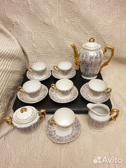 Кофейный костяной фарфоровый сервиз (Япония)