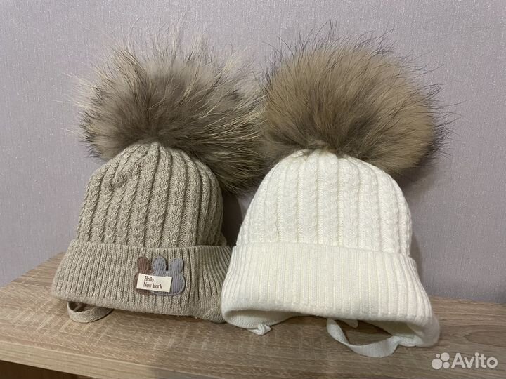 Шапка зимняя с мехом енота