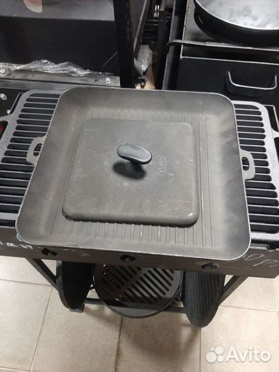 Чугунная сковорода гриль с прессом