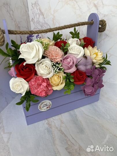 Букет из мыльных роз цветы 8 марта