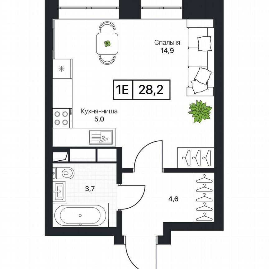 1-к. квартира, 28,2 м², 10/17 эт.