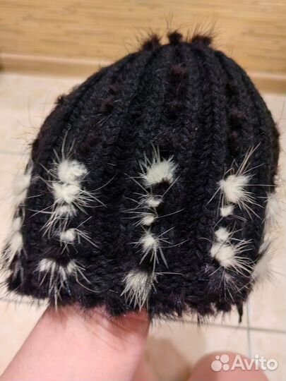 Шапка женская вязаная с норкой