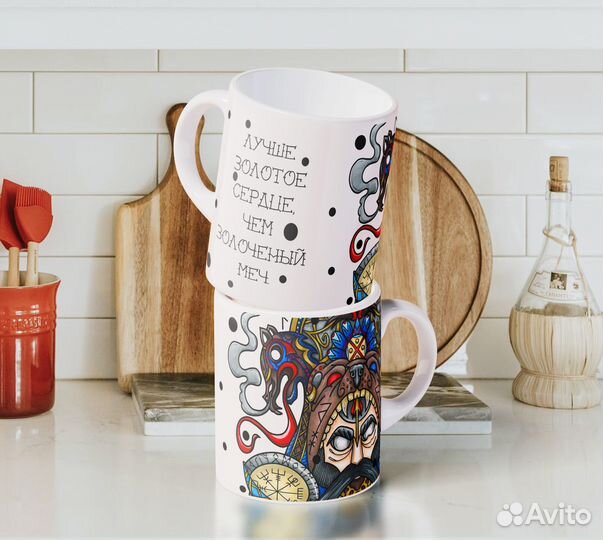 Кружка с авторским принтом Кот, моряк, единорог др