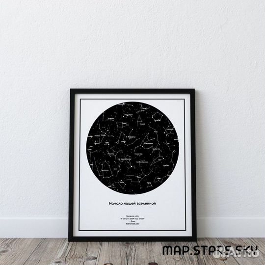 Подарок, постер, картина, карта звёздного неба